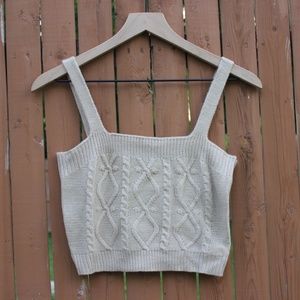 Arizona Jean Company Cream Cable knit Sweater Crop Top